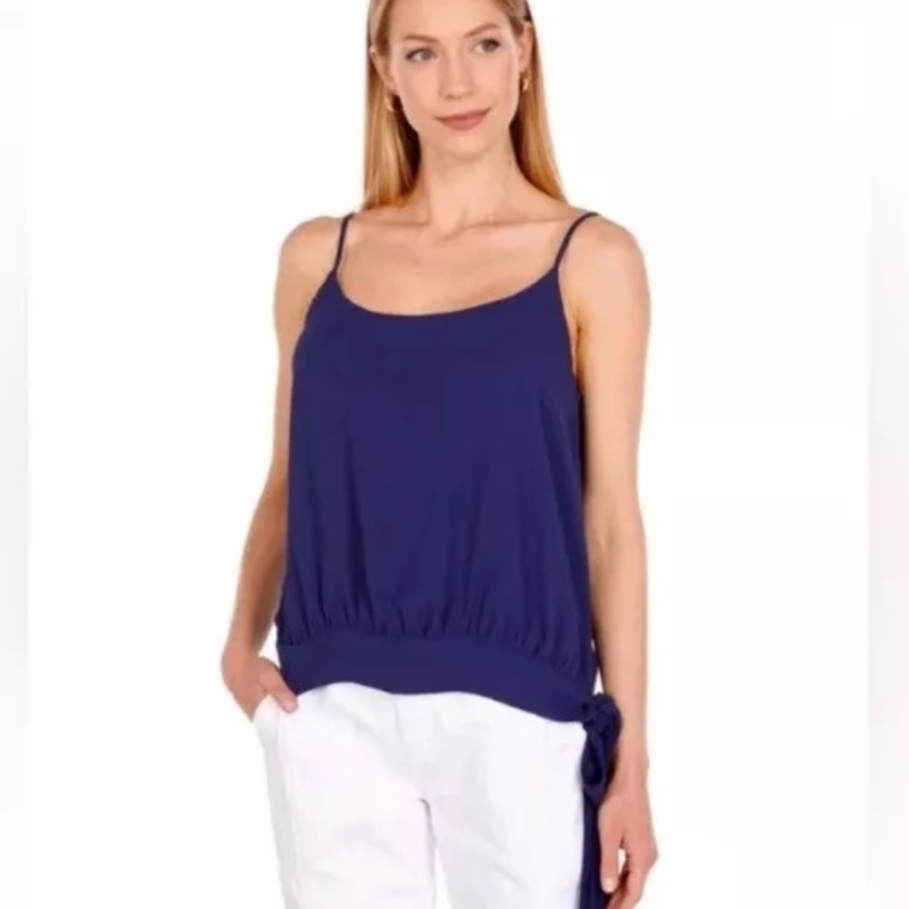 Lilly Pulitzer Ainsley True Navy Blue Sleeveless Top Blouse Medium M NEW NO TAG